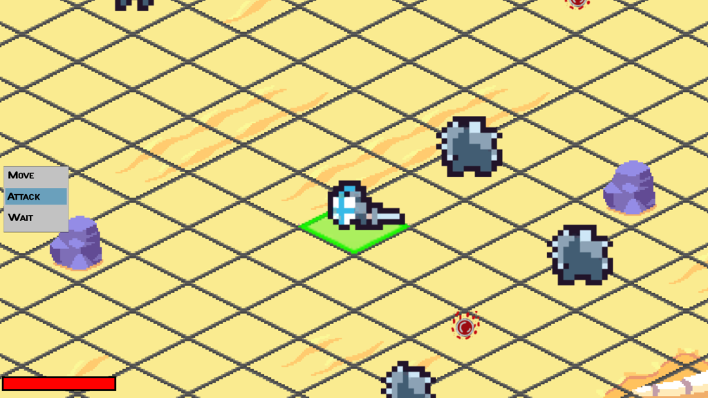 A screenshot showing the second level of Pixl Sword. The main player is shown in a desert setting with three enemies approaching them.